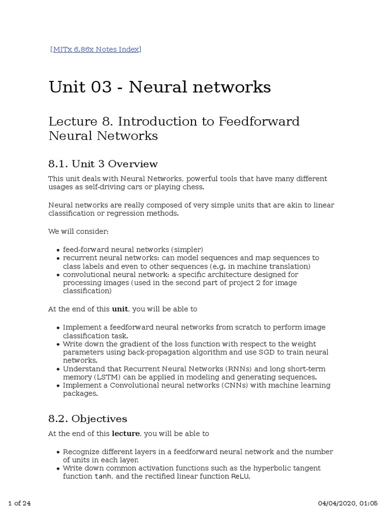 Feedforward Neural Networks Overview | PDF | Artificial Neural Network ...