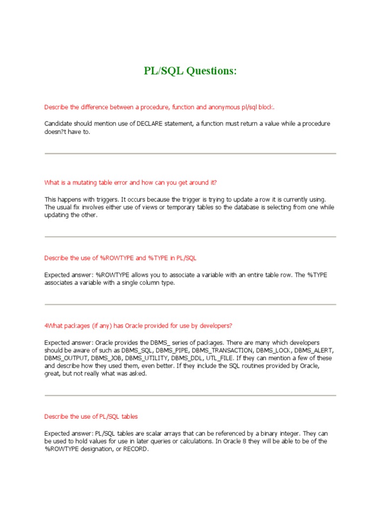 Tech Mahendra PL/SQL Oracle Questions | PDF