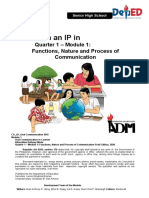 R Inanipin: Quarter 1 - Module 1: Functions, Nature and Process of Communication