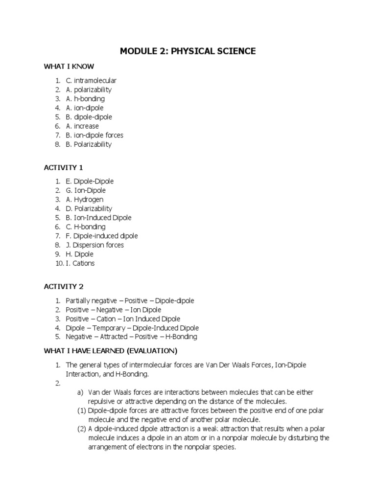 Intermolecular Forces in Physical Science | PDF | Social Science ...
