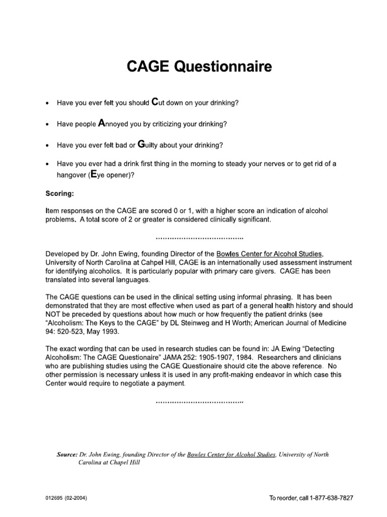CAGE Questionnaire PDF