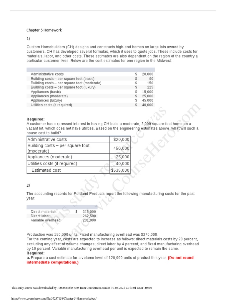 This Study Resource Was: Chapter 5 Homework 1) | PDF | Significant Figures