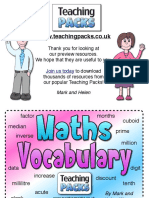 Maths Vocabulary Posters