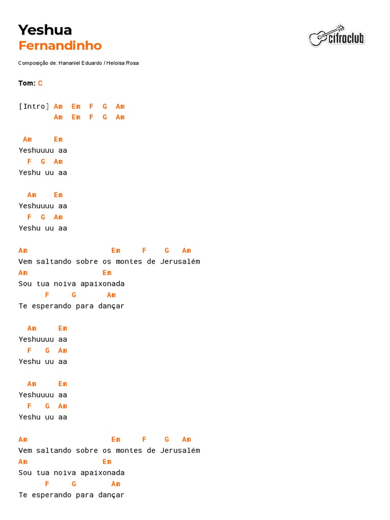 Cifra Club Fernandinho Yeshua PDF