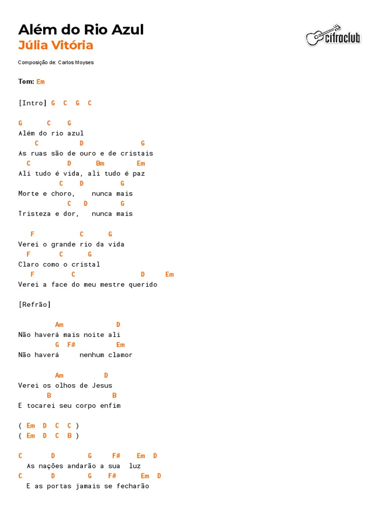 Cifra Club Júlia Vitória Além Do Rio Azul PDF