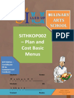 Sithkop002 - Plan and Cost Basic Menus: R o S H A N K C