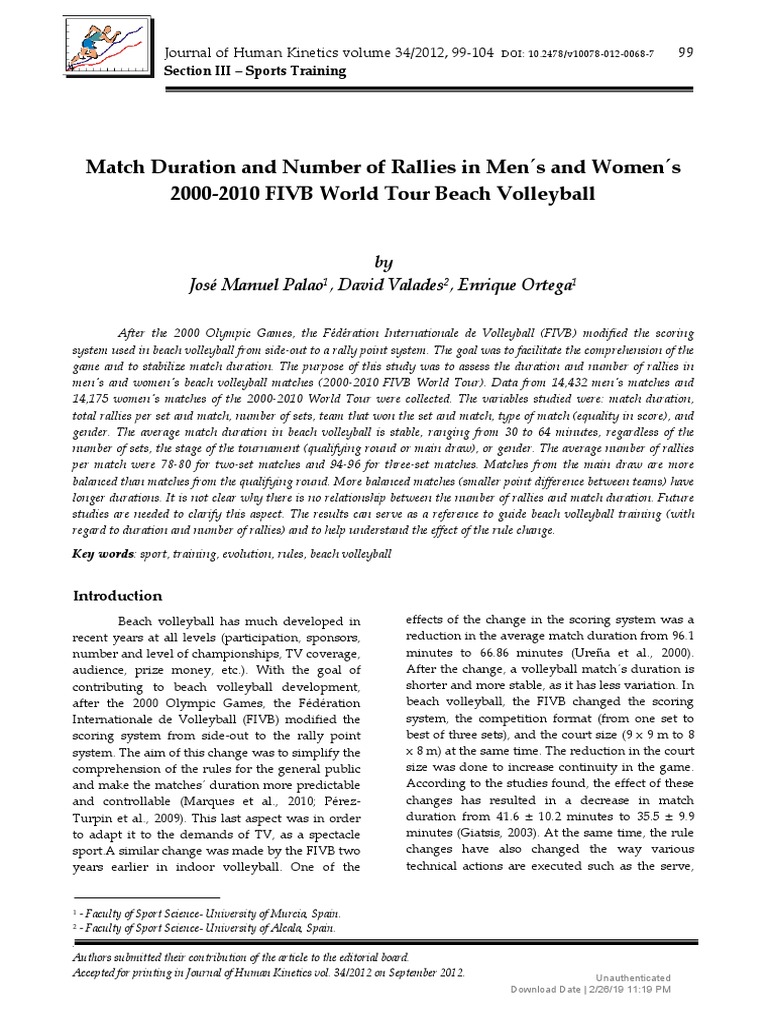 (Journal of Human Match Duration and Number of Rallies in