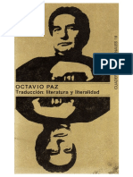 Octavio Paz - Traducción. Literatura y Literalidad (Ed. Tusquets, 1971)