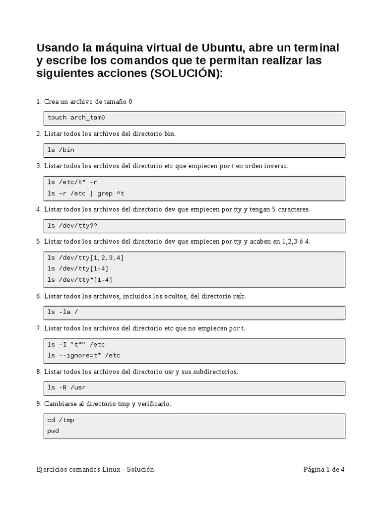 Comandos Linux Esenciales en Ubuntu | PDF | Sistema de archivos ...