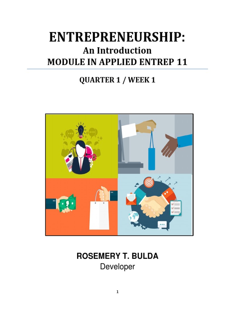 Introduction to Entrepreneurship G11 Module 1 | PDF | Entrepreneurship ...