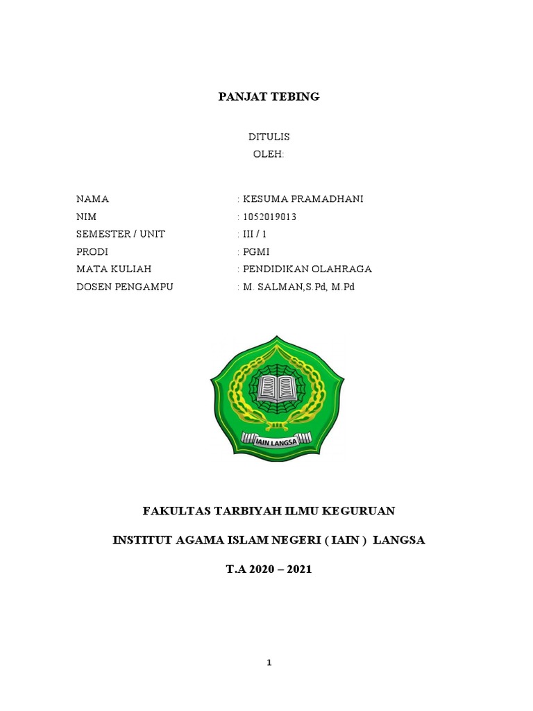 Makalah Olahraga Panjat Tebing (Rock Climbing) PDF