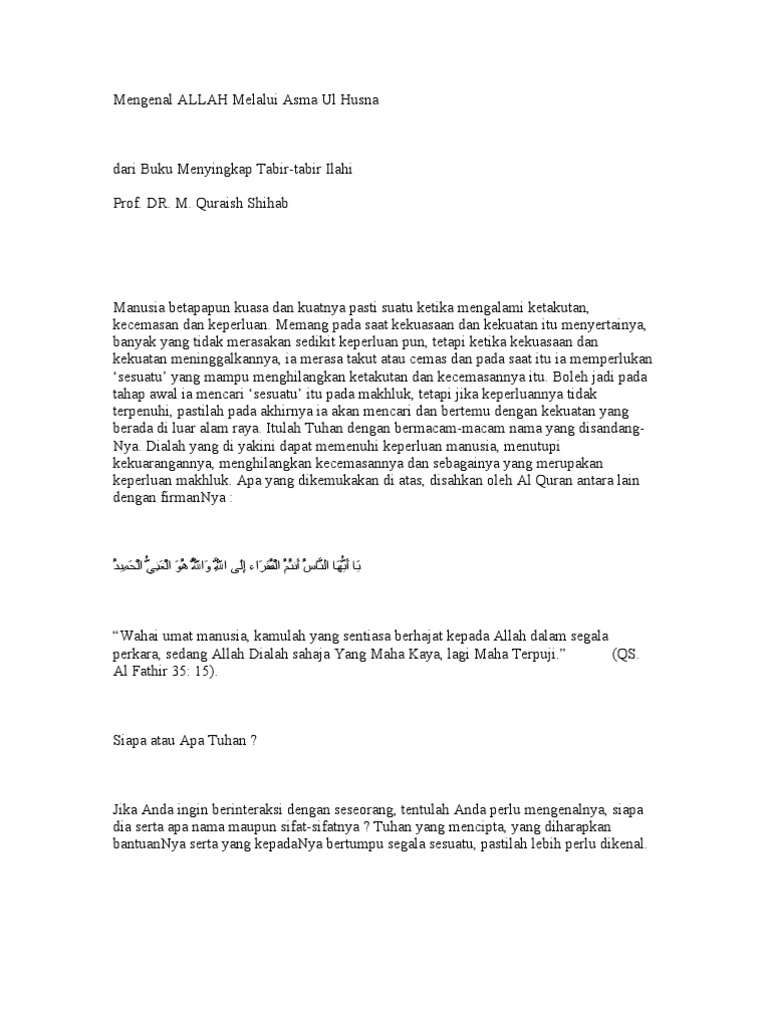 Mengenal Allah Melalui Asma Ul Husna Pdf