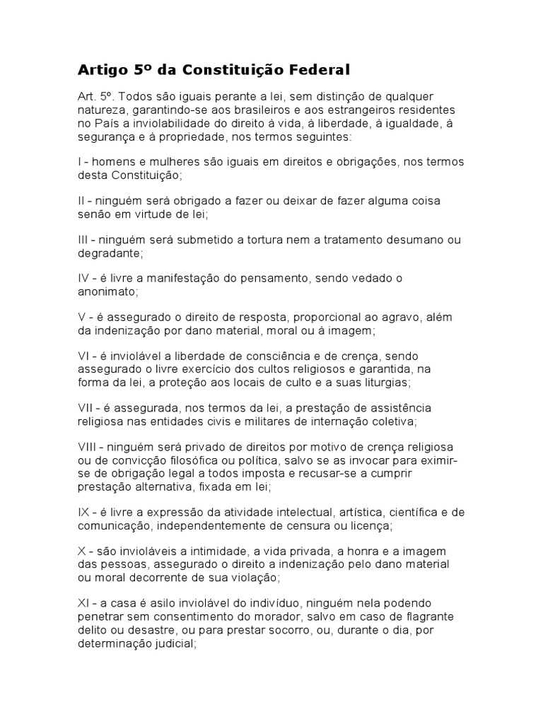 Artigo 5o Inciso X Da Constituição Federal