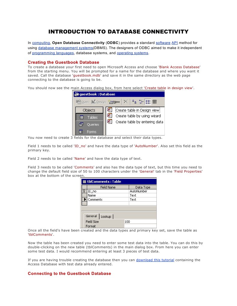 Create a Guestbook Database in Access | PDF