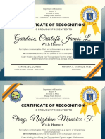 Gardose, Cristofh James L.: Certificate of Recognition