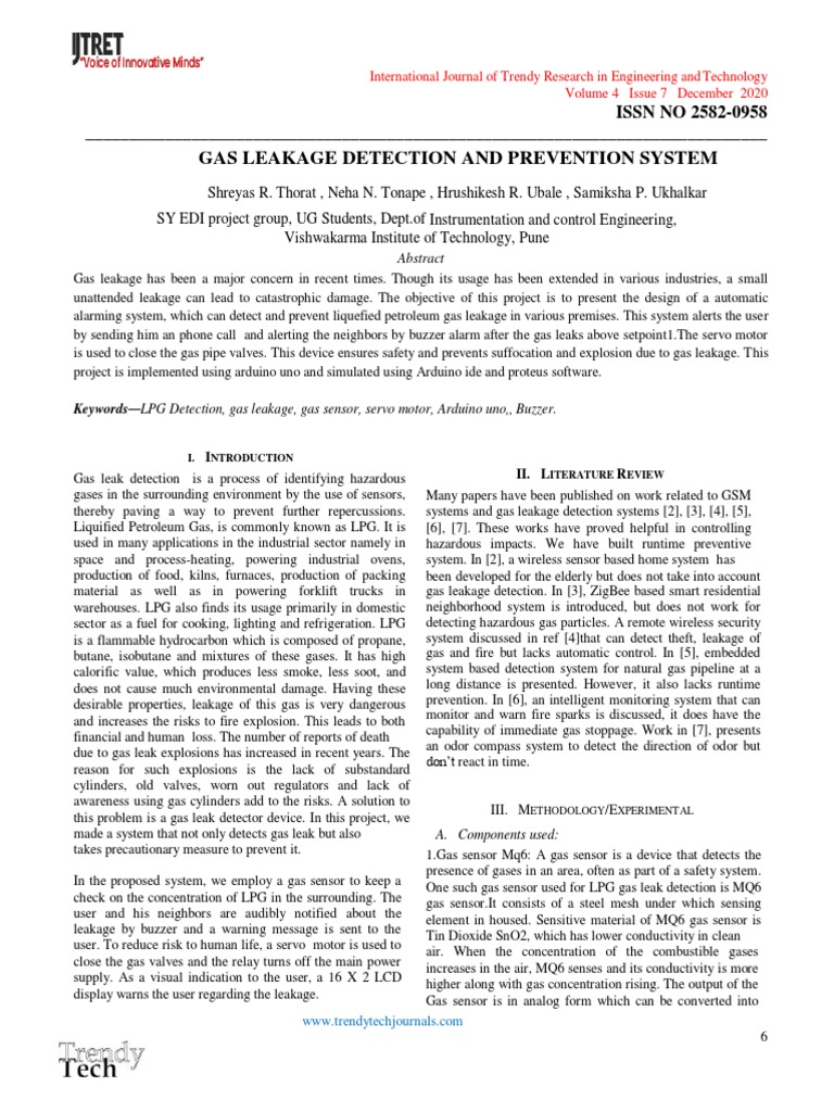 Gas Leakage Detection and Prevention System | PDF | Arduino | Liquefied ...