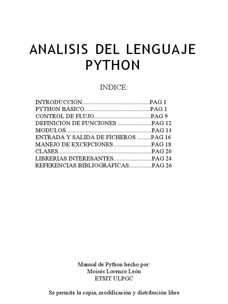 Origen y Análisis del Lenguaje Python | PDF | Python (lenguaje de ...