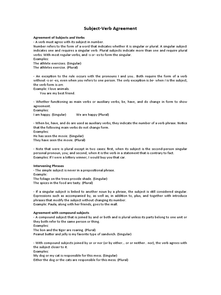 S V Agreement | PDF | Grammatical Number | Plural