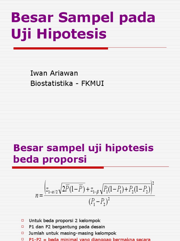 Rumus Besar Sampel Uji Hipotesis | PDF | Metode & Bahan Ajar ...
