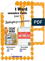 Sentence Cards: Sight Word