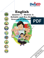 English: Quarter 1 - Module 3: Reliable and Non-Reliable Sources of Information