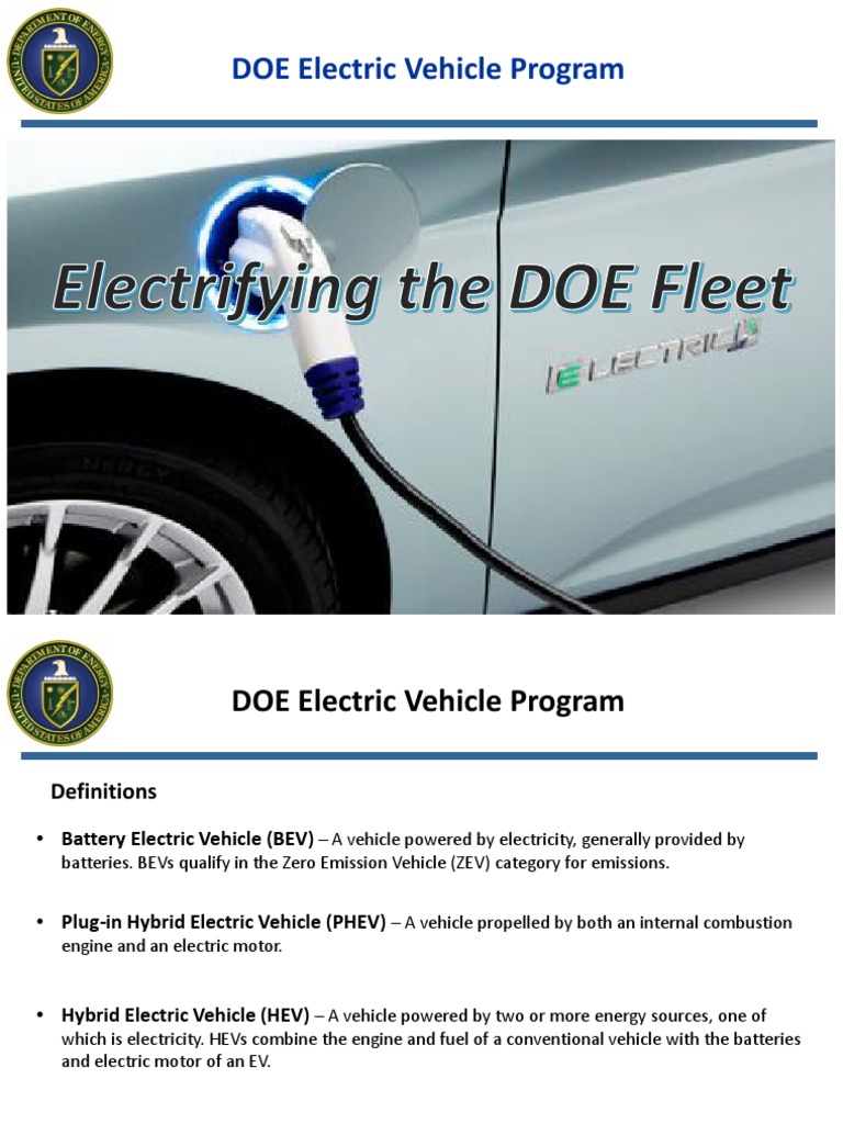 DOE Electric Vehicle Program PDF Electric Car Plug In Hybrid