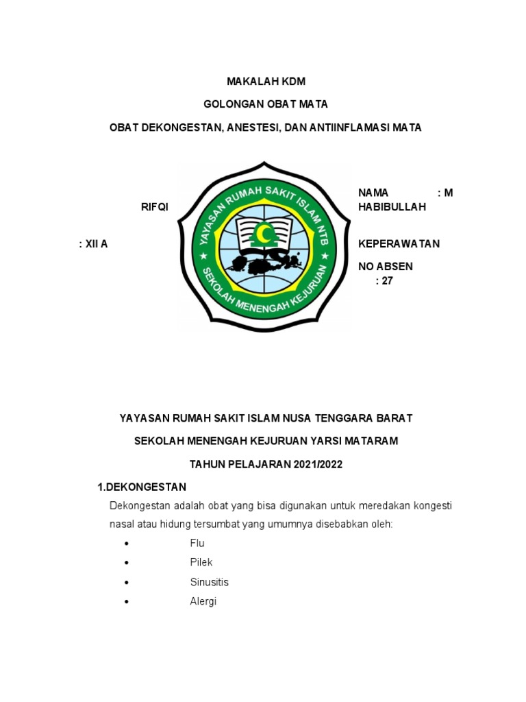 Makalah Obat Dekongestan | PDF