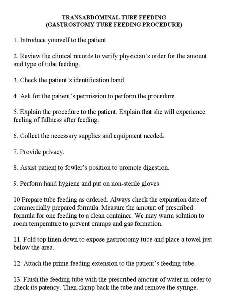 Gastrostomy Tube Feeding Procedure PDF