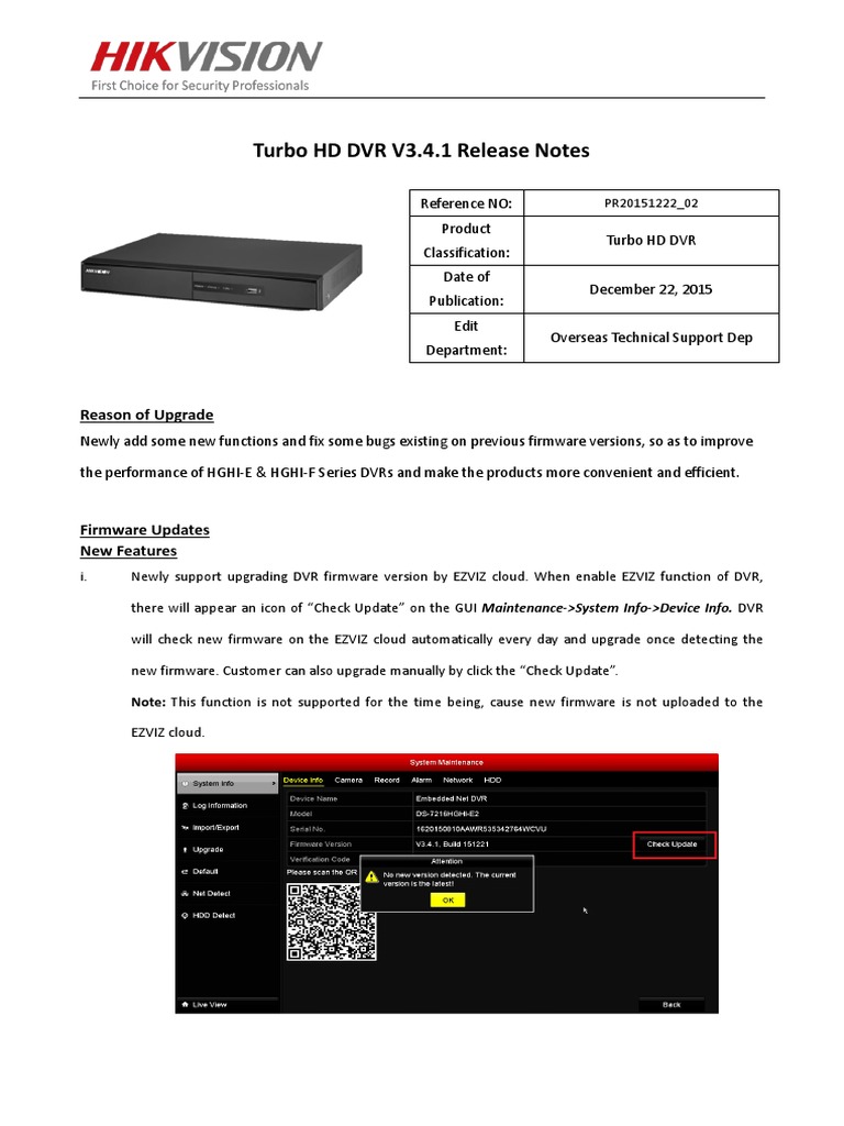 Turbo Hd Dvr V3 4 1 Release Notes Pdf Digital Video Recorder Computer Science