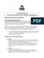 Guidelines For Neuropsychological Testing Referrals