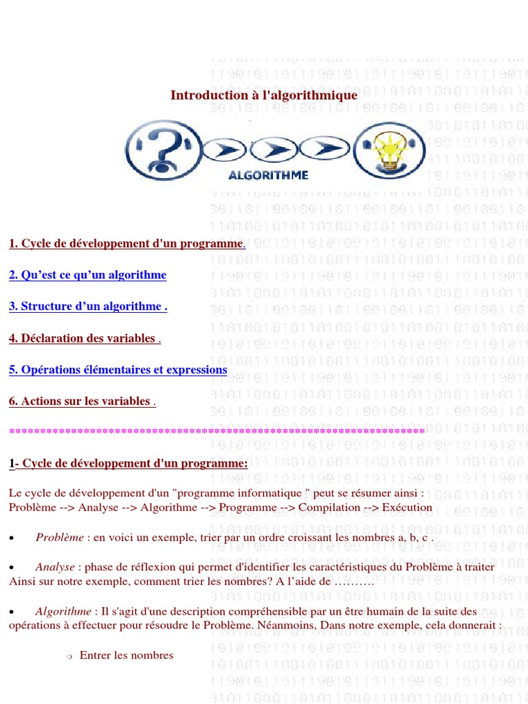 Introduction à l'algorithmique et ses bases | PDF | Langage de ...