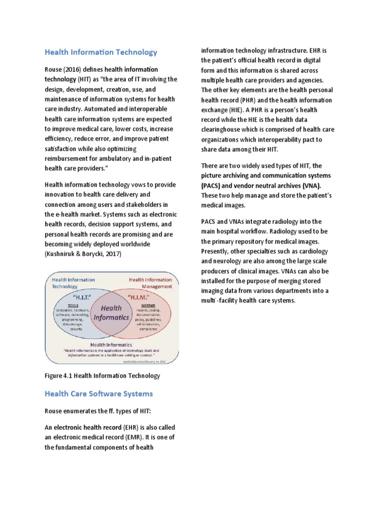 Overview of Health Information Technology | PDF | Electronic Health ...