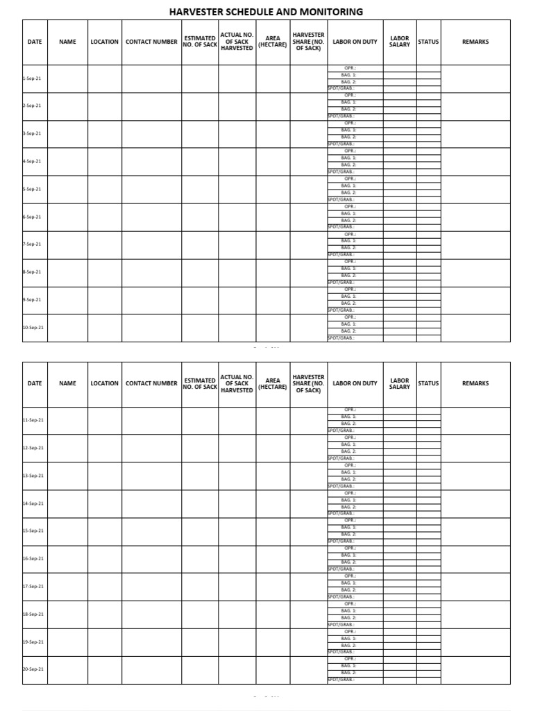 Harvester Schedule and Monitoring Rev.1 (Sep Dec 2020) PDF