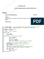 Lab Manual # 08 Implementation of Assembly Language Programs Using Procedures and CALL Using EMU8086