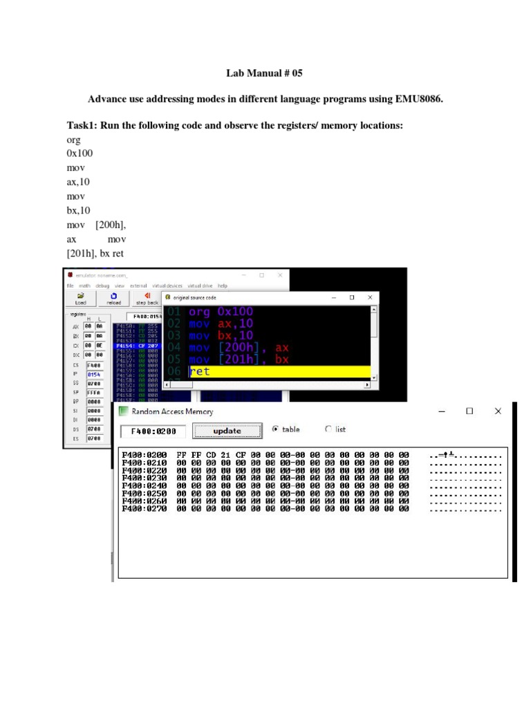 Advanced Addressing Modes in EMU8086 | PDF | Computers