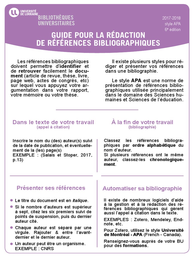 Guide Biblio Apa 17 18 Pdf Style Apa