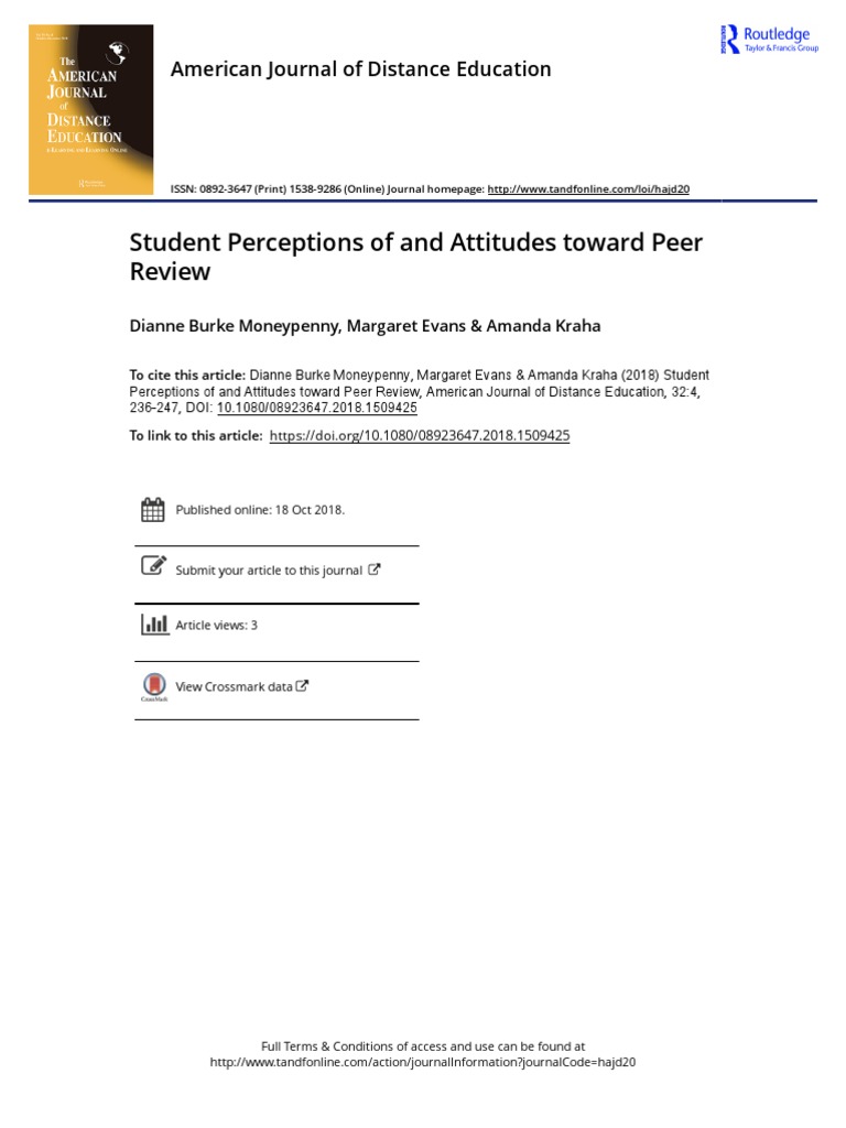 Student Perceptions of and Attitudes Toward Peer Review: American ...