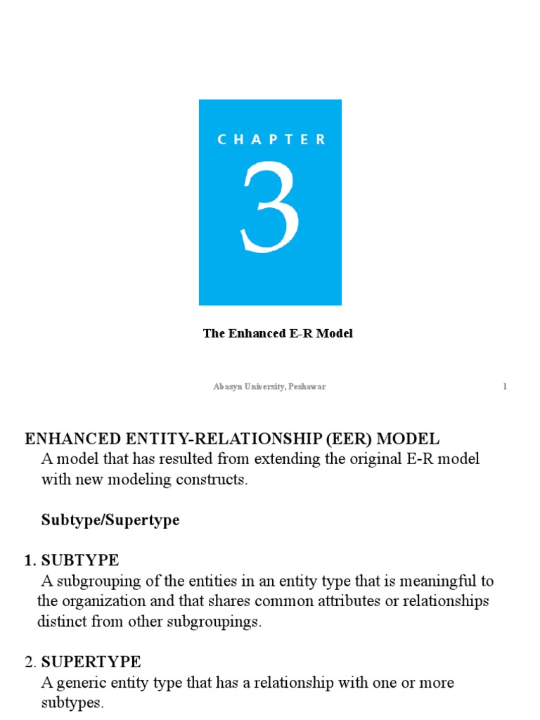 Enhanced E-R Model and Relationships | PDF | Relational Database ...