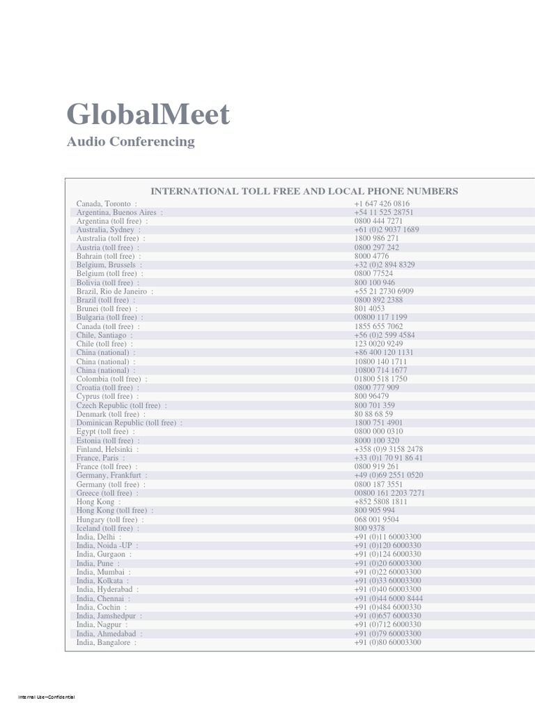 Globalmeet Audio Conferencing PDF Electronics Oral Communication