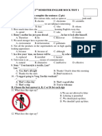 The 2 Semester English Mock Test 1 I. Choose A, B, C or D To Complete The Sentence: (2 PTS)