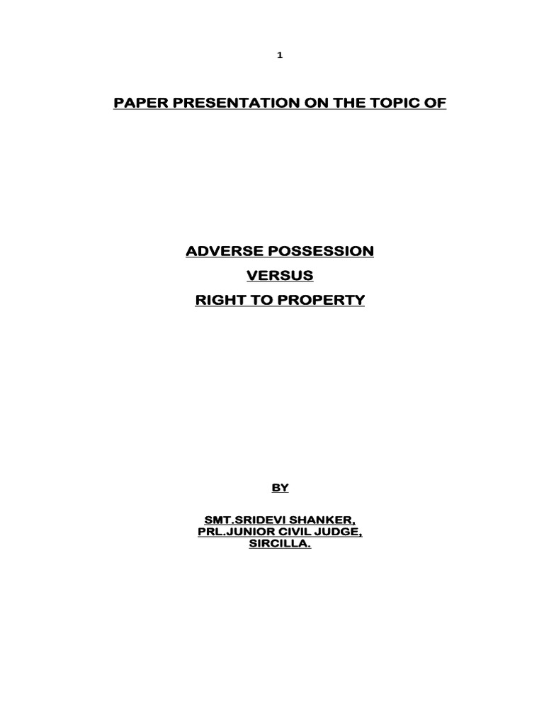Adverse Possession and Property Rights | PDF | Adverse Possession | Justice