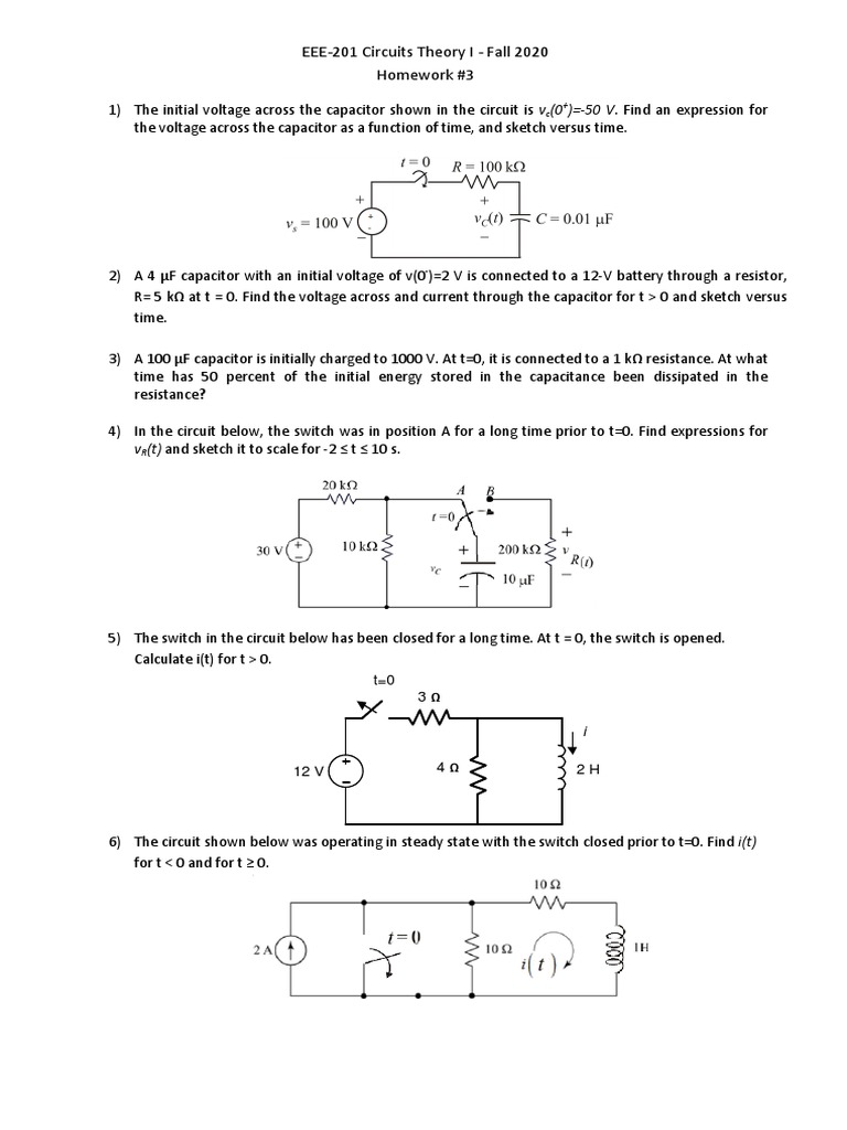 50 V Find An Expression For Eee 201 Circuits Theory I Fall 2020