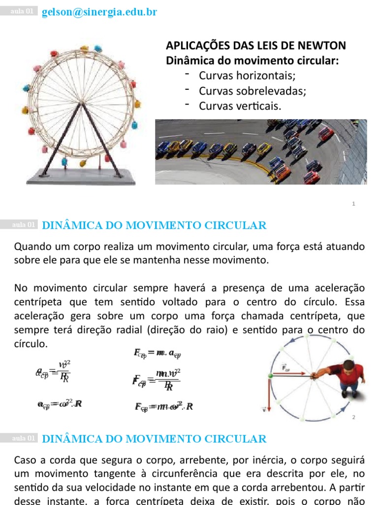 Dinâmica Do Movimento Circular | PDF | Dinâmica (Mecânica) | Atrito