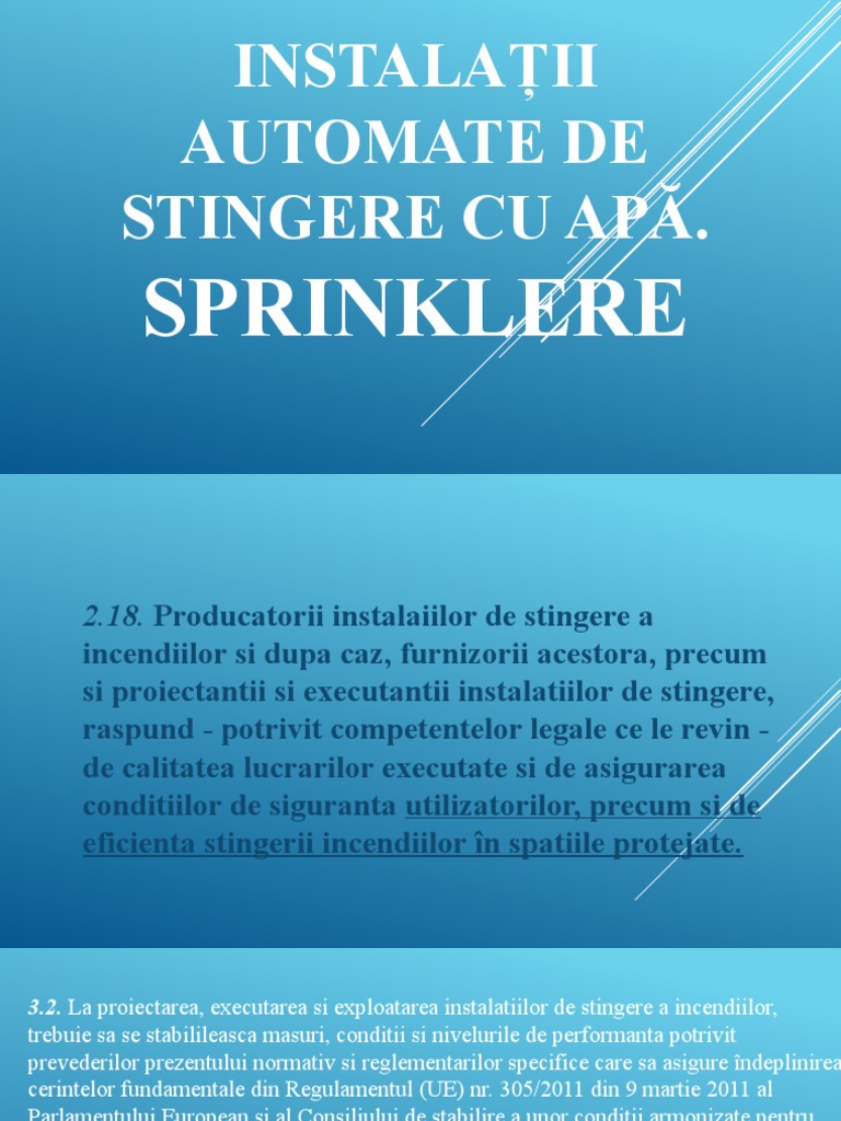 Instalații Automate de Stingere Cu Apă - Sprinklere | PDF