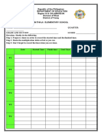 Record Sheets in Reciting Multiplication Table