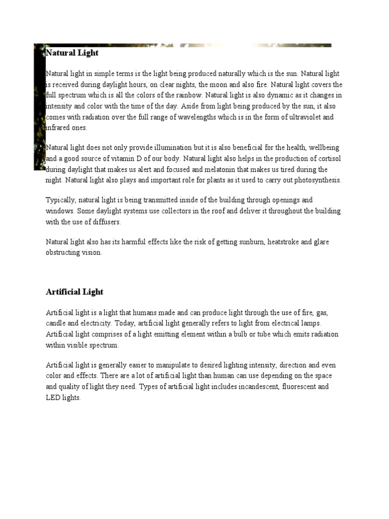 Natural Light | PDF | Home & Garden | Science & Mathematics