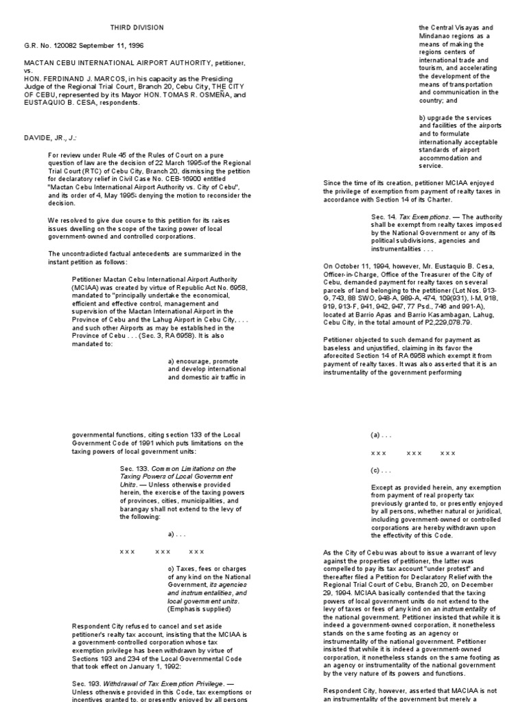 Mactan Cebu International Airport Authority vs. Marcos, Et Al. PDF