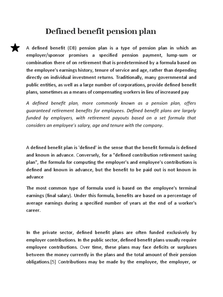 Defined Benefit Pension Plan PDF Defined Benefit Pension Plan Pension