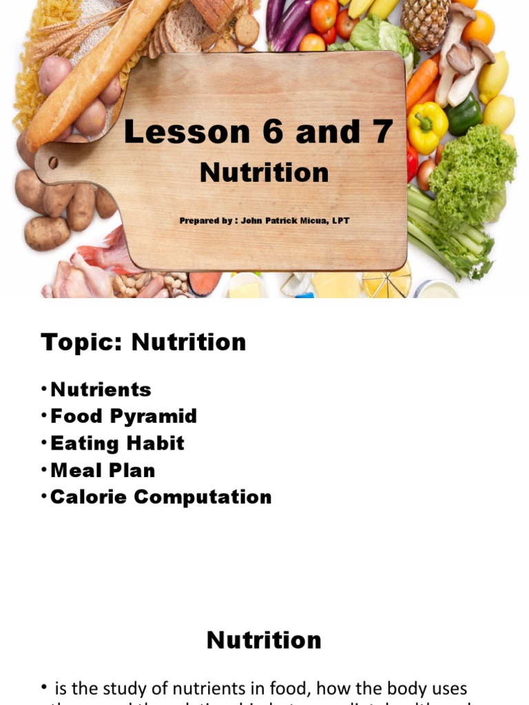 Lesson 6 and 7 Nutrition | PDF | Foods | Cooking