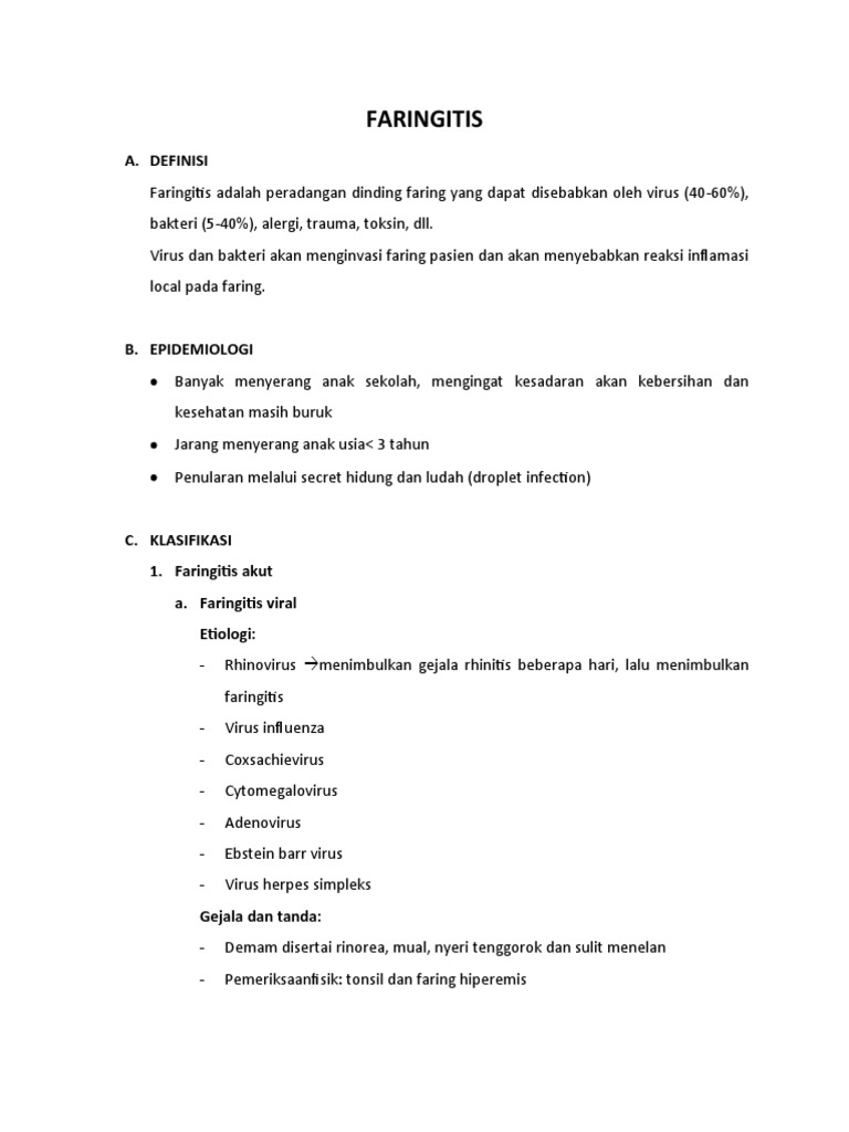 Faringitis: Definisi dan Terapi | PDF